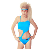 Asymmetric Monokini - Turquoise Lycra